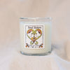 Soul Sisters Magic Love Candle — Reiki-infused 8 oz luxury apricot-coconut wax candle with gold lid, featuring gardenia, tuberose, and orange blossom fragrance.